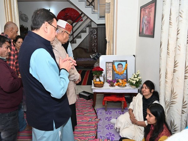 CM Dhami pays tribute to IAF Squadron Leader Abhimanyu Rai (Photo/ANI)