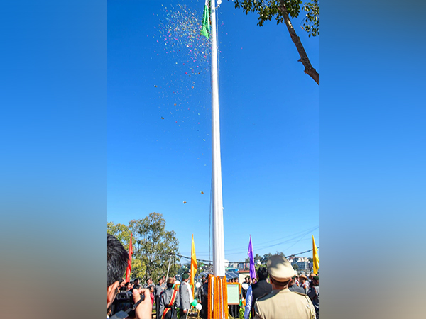 Mizoram Governor unfurls national flag atop 70-foot-high mast to mark Vijay Diwas (Photo/ANI)