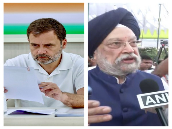 Congress leader Rahul Gandhi and Union Minister Hardeep Singh Puri (Photo/ANI)