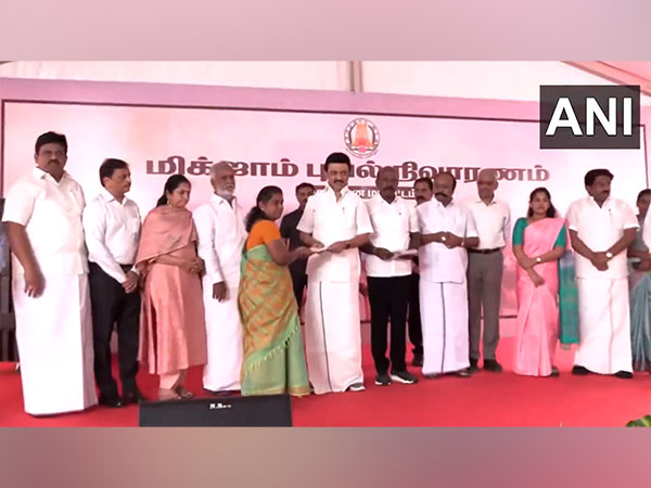 Tamil Nadu CM MK Stalin distributes relief funds (Photo/ANI)