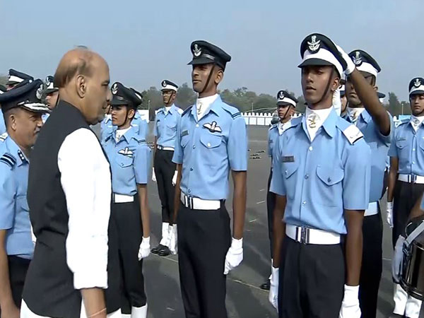 Rajnath Singh at the Combined Graduation Parade at the Air Force Academy in Dindigul. (Photo/ANI)