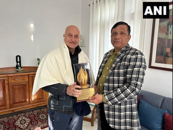 Anupam Kher with Director General Information Banshidhar Tiwari (Image source: ANI) 