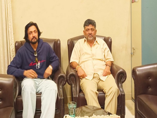 Kiccha Sudeep with Karnataka Deputy CM DK Shivakumar (Image source: ANI) 