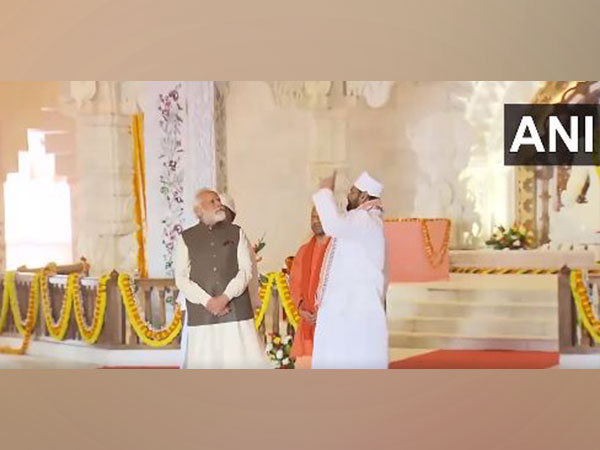 Prime Minister Narendra Modi inaugurated newly-built Swarved Mahamandir in Umaraha, Varanasi on Monday. (Photo/ANI)