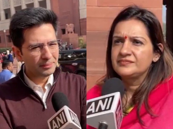 AAP MP Raghav Chadha and Shiv Sena (UBT) MP Priyanka Chaturvedi (Photo/ANI)