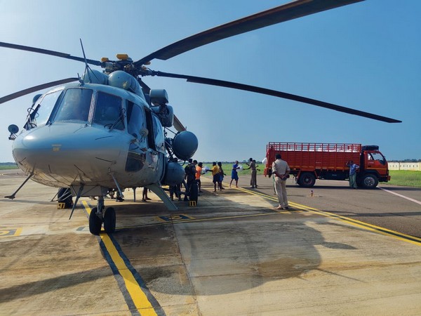 IAF helicopters carrying out relief operations in flood-affected areas. (Photo/ANI)