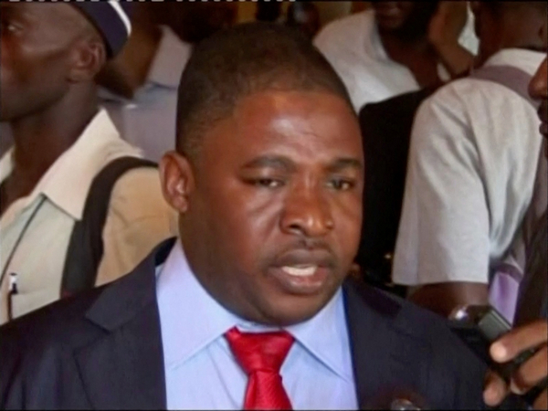 Then-Haitian Senator Joseph Joel John speaks in Port-au-Prince (Photo/Reuters)