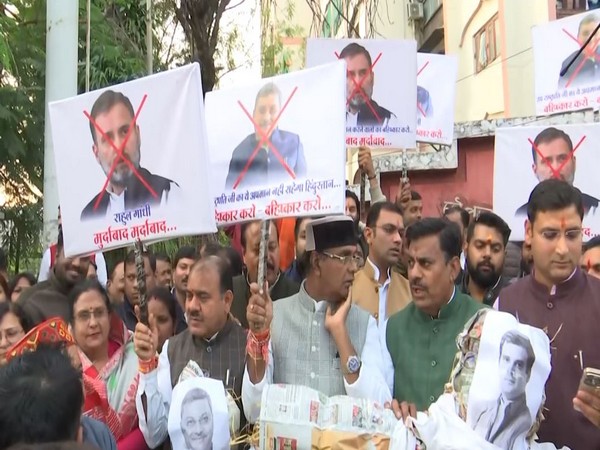 BJP holds protest in Bhopal against Jagdeep Dhankhar mimicry incident (Photo/ANI)