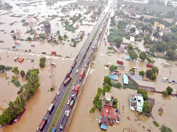 A drone view showing severe waterlogging in parts of Tamil Nadu. (Photo/ANI)
