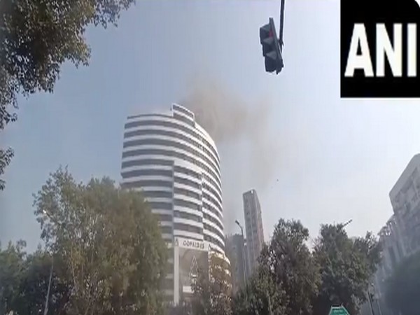 Fire at commercial building in Delhi's Barakhamba. (Photo/ANI)