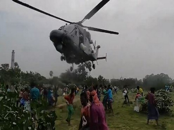 Indian Navy carrying out relief operations in flood-affected areas. (Photo/ANI)