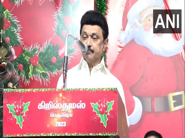 Tamil Nadu CM M K Stalin participates in 'Christmas Celebrations' event at Perambur school (Photo/ANI)