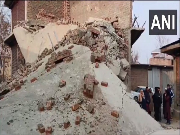 Under-construction building collapses in Pulwama