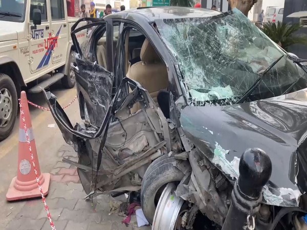 Road accident at Mall Road area of Bathinda. (Photo/ANI)