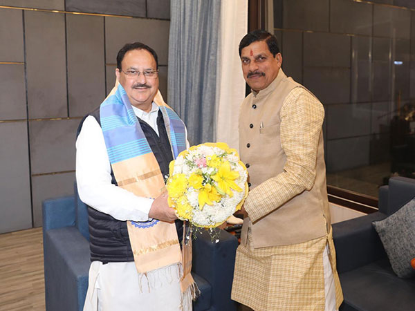 Madhya Pradesh CM Mohan Yadav with BJP chief JP Nadda. (Photo/ANI)
