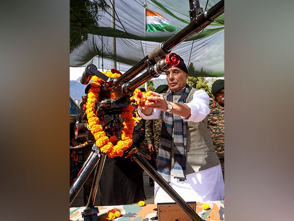 Defence Minister Rajnath Singh performs Shastra Puja on occasion of Dussehra. (File Photo/ANI)