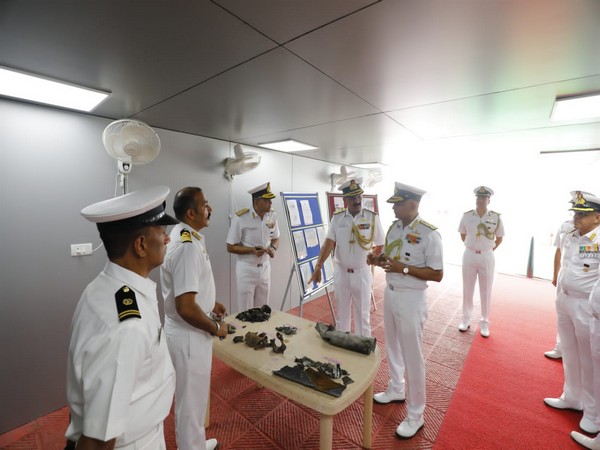 Indian Navy officers briefing Admiral R Hari Kumar (Photo/ANI)
