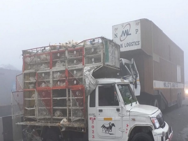 Dense fog leads to collision of vehicles on Agra-Lucknow expressway (Photo/ANI)