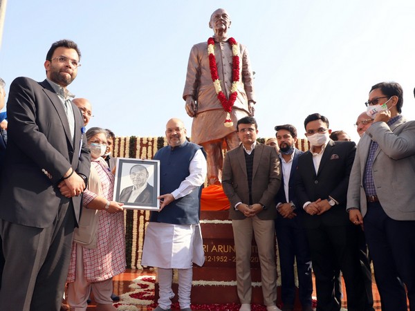 Amit Shah after unveiling a statue of Arun Jaitley at Arun Jaitley Stadium in December 2020 (File Photo/ANI)
