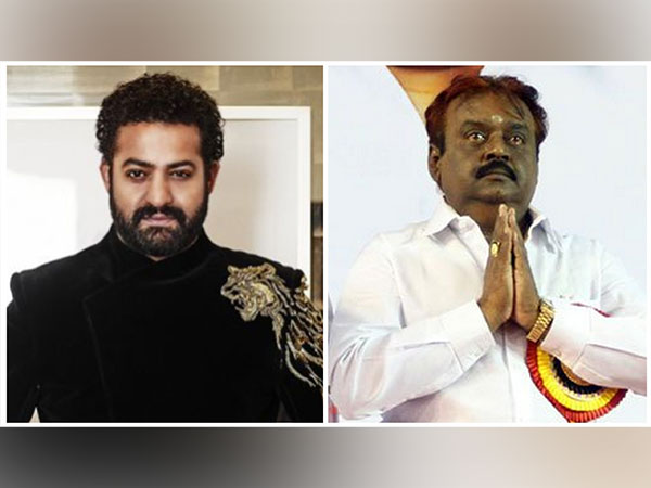 Jr NTR and late actor Vijayakanth (Image source: X)