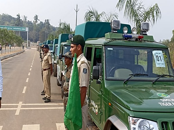 Fourteen customised vehicles to protect Simlipal Tiger Reserve flagged off by Odisha's Forest and Environment Minister Pradip Kumar Amat. (Photo/ANI)
