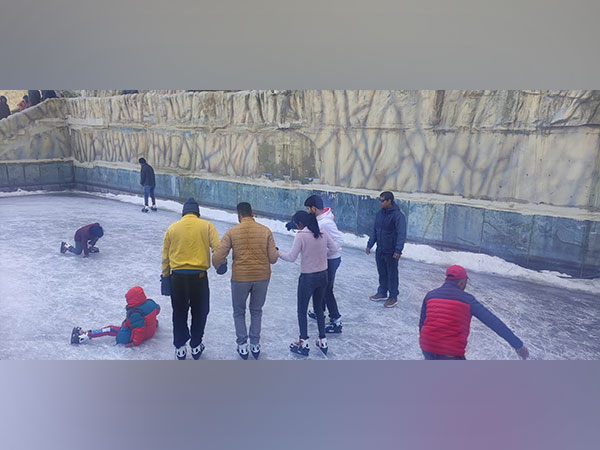 Tourists enjoying Ice-Skating in Shimla (Pic credit/ ANI)