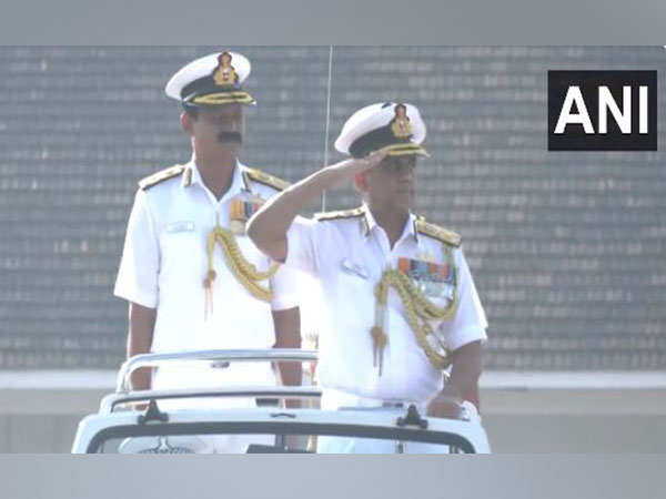 Vice Admiral MA Hampiholi at Ceremonial parade at at Naval Base, Kochi (Photo/ANI)