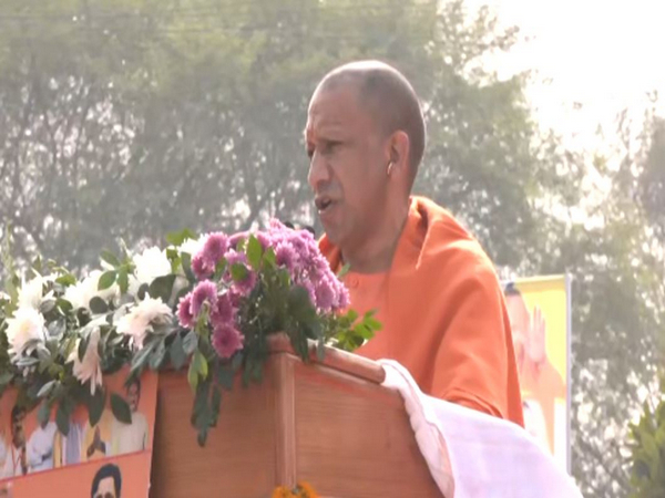 Uttar Pradesh Chief Minister Yogi Adityanath at women's marathon race event in Lucknow (Photo/ANI)