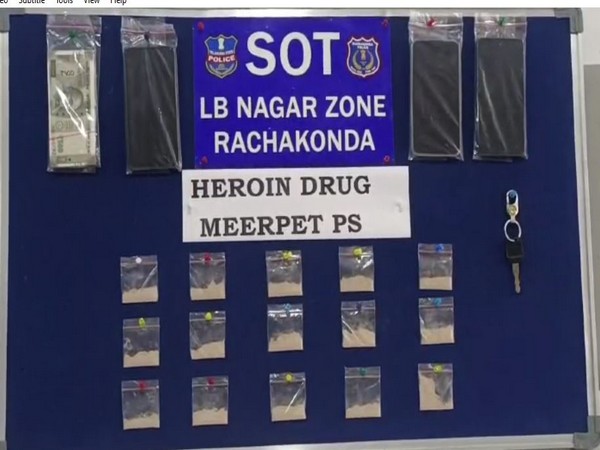 Hyderabad police arrest 3 inter-state drug peddlers, 15 grams of heroin seized (Photo/ANI)