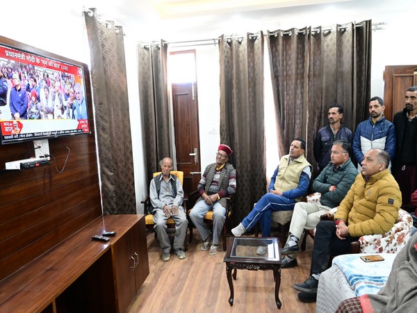 Jairam Thakur listening to the last ‘Mann Ki Baat’ program of the year 2023. (Photo/ANI)