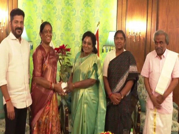 Telangana CM Revanth Reddy, Speaker and other officials call on Governor (Photo/ANI)
