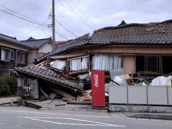 A collapsed house following an earthquake is seen in Wajima. (Photo/Reuters)