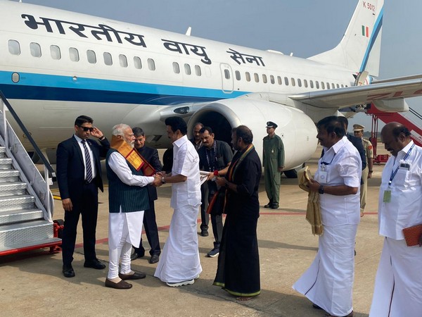PM Modi arrives in Tiruchirappalli (Photo/Twitter: PMO)