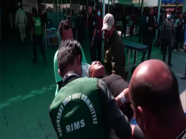 Security personnel injured in attack being shifted to RIMS in Imphal. (Photo/ANI)