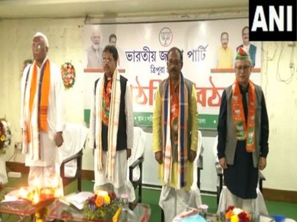 Manik Saha attends organisational meeting in Agartala (Photo/ANI)