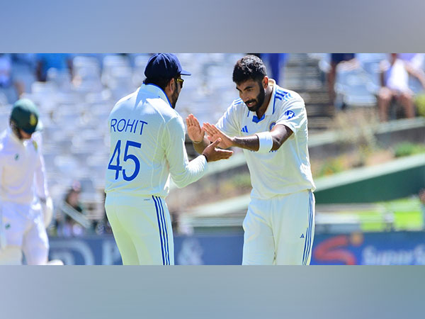 Rohit Sharma and Jasprit Bumrah celebrating. (Photo- ICC)