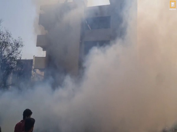 Fire at an under-construction building in Hyderabad (Photo/ANI)