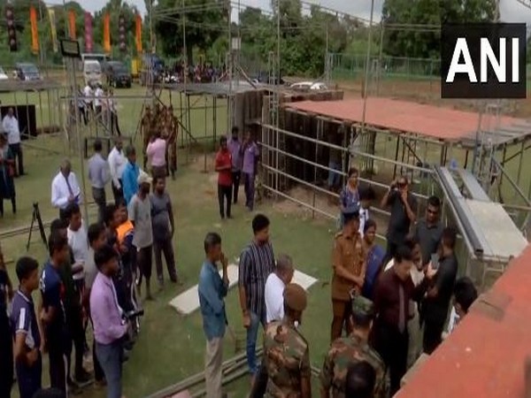 Visuals of Vadivasal being installed as the preparations for Jallikattu are underway in Sri Lanka (Photo/ANI)