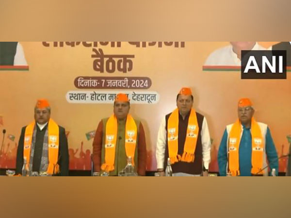 Uttarakhand Chief Minister Pushkar Singh Dhami held a meeting with the Bharatiya Janata Party (BJP) leaders and workers (Photo/ANI)