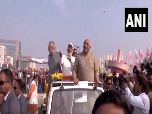 Gujarat Chief Minister Bhupendra Patel attended the International Kite Festival on Sunday. (Photo/ANI)