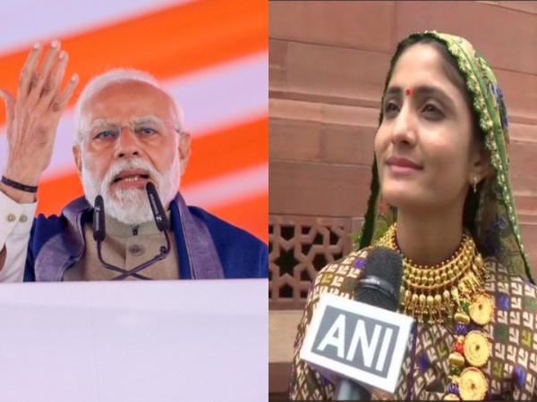 Prime Minister Narendra Modi, Geeta Rabari (Image source: ANI)