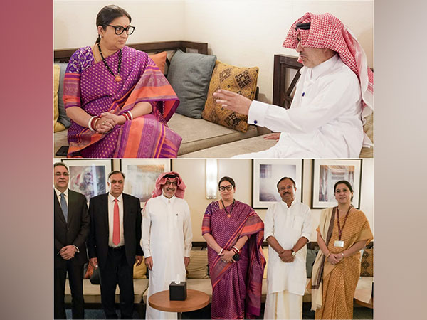 Union Minister Smriti Irani with saudi envoy Saleh Eid Al Husseini (Photo: X @SmritiIraniOffc)