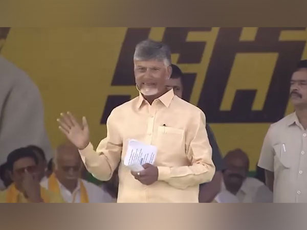 TDP chief N Chandrababu Naidu in Tiruvuru (Photo/ANI)