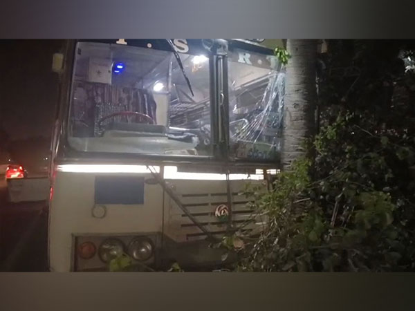26 people were injured as bus hits tree in Hanumakonda district. (Photo/ANI)