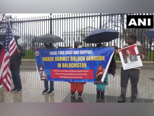 Members of Baloch diaspora in US protest against Pakistan outside White House (Photo/ANI)