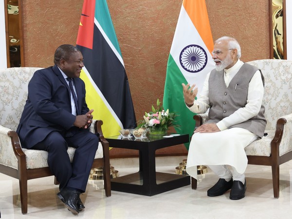 Prime Minister Narendra Modi meets President Filipe Nyusi of Mozambique in Ahmedabad on Tuesday (Photo/X@narendramodi)