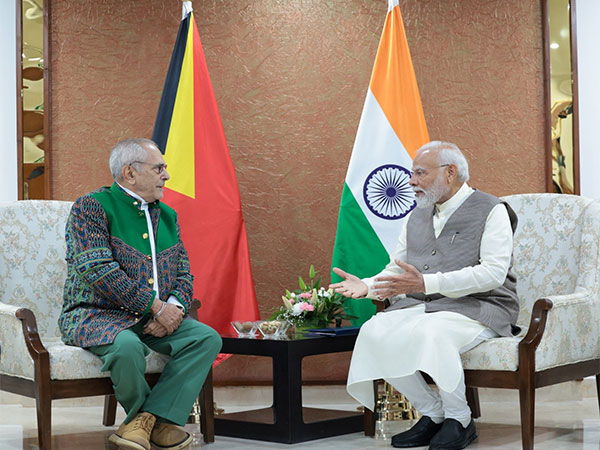 Prime Minister Narendra Modi meets President Jose Ramos-Horta of Timor-Leste in Gandhinagar on Tuesday. (Photo/X@PMOIndia)