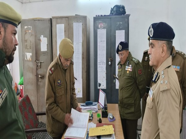 ADGP Jammu Zone Anand Jain during inspection (Photo/ANI) 
