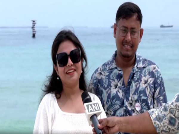 A tourist from Kolkata on visit to Agatti Island (Photo/ANI)