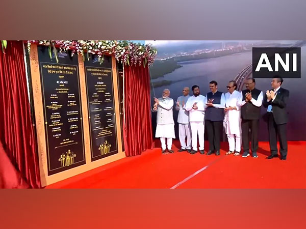 Prime Minister Narendra Modi inaugurating Atal Setu (Photo/ANI)